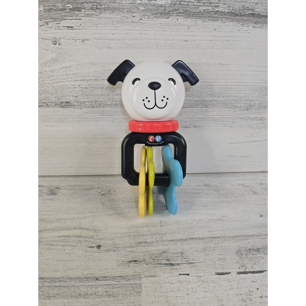 Fisher-Price Puppy‎ Rattle Clacker DFP57 Black White Dog Baby Toy Mattel 2014